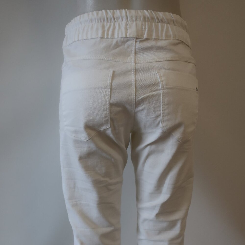 Womens Bevy Flog White (Item- 908) Elastic Waist Drawstring Pull-On Pants 30 - Picture 5 of 8